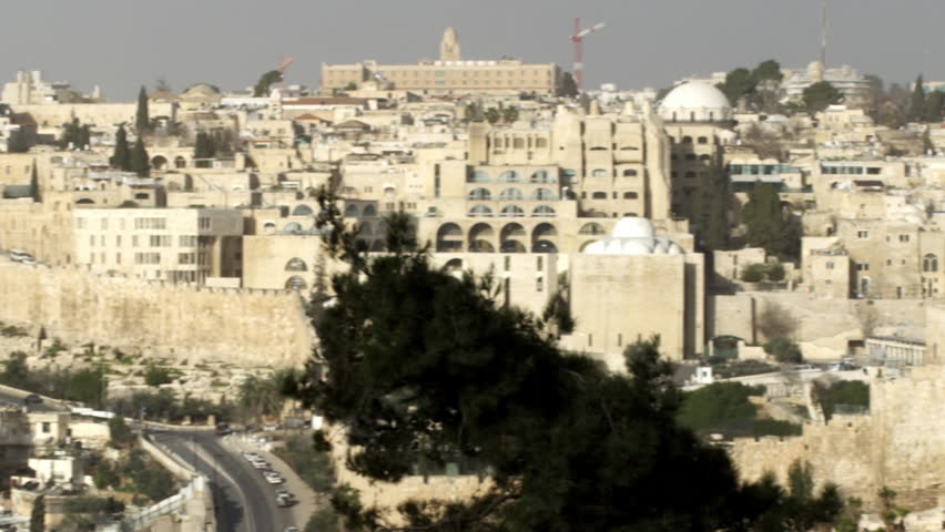 Old Jerusalem from Mt. of Olives shot in Israel.