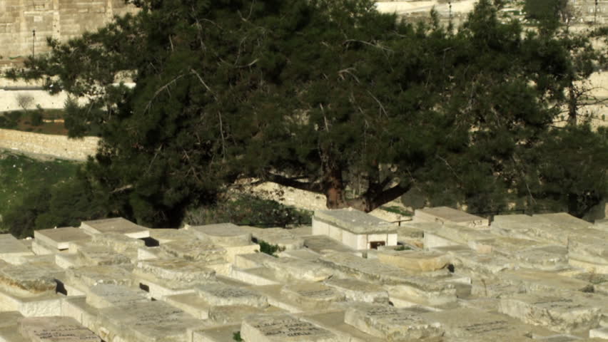 Jewish Cemetery and Old Jerusalem filmed in Israel.