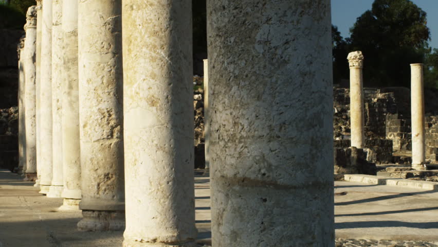 Ancient columns shot in Israel.