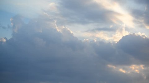 Clouds at sunset, camera movement