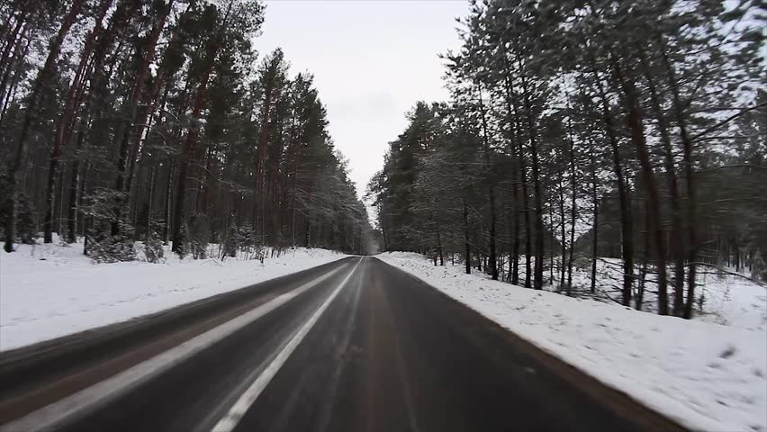Winter road, timelapse