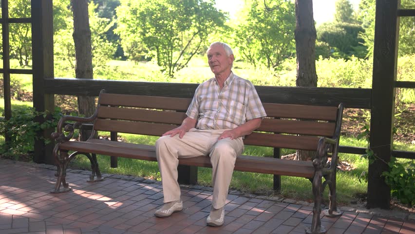 Old Man Sitting On Bench. Stock Footage Video (100% Royalty-free