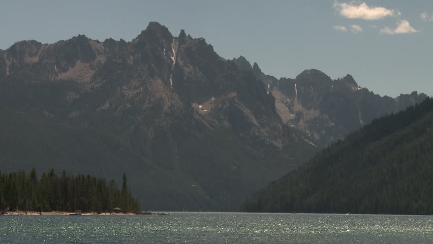 Stationary of a lake and mountains in Yellowstone National Park