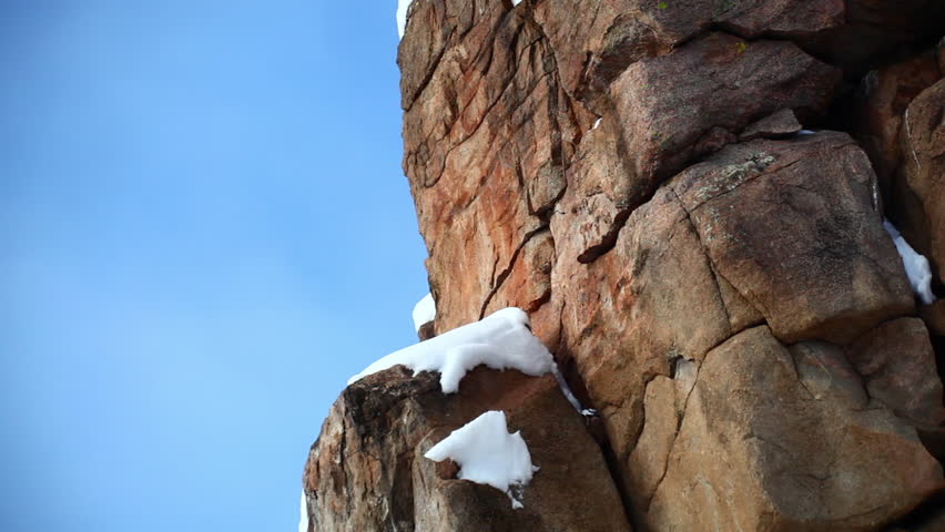 Snow on Rock Formation