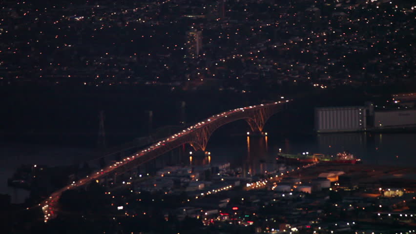 Vancouver night time-lapse over bridge