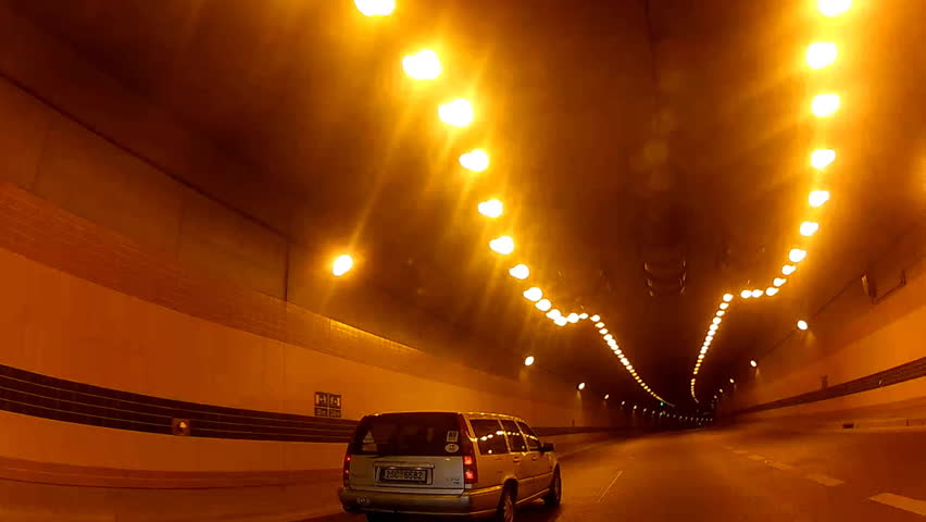Car view driving through tunnel. Footage video POV time lapse. Royalty-Free Stock Footage #20185891