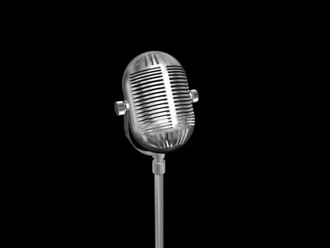 Vintage Microphone rotating,seamless LOOP,black background