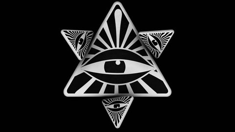 EYE OF PROVIDENCE IN A TRIANGLES ANIMATION. ALPHA CHANNEL. Perfect 4K transition or intro for TV show, news or movie. Can be suitable for a stage design or symbols and conspiracy theory projects.