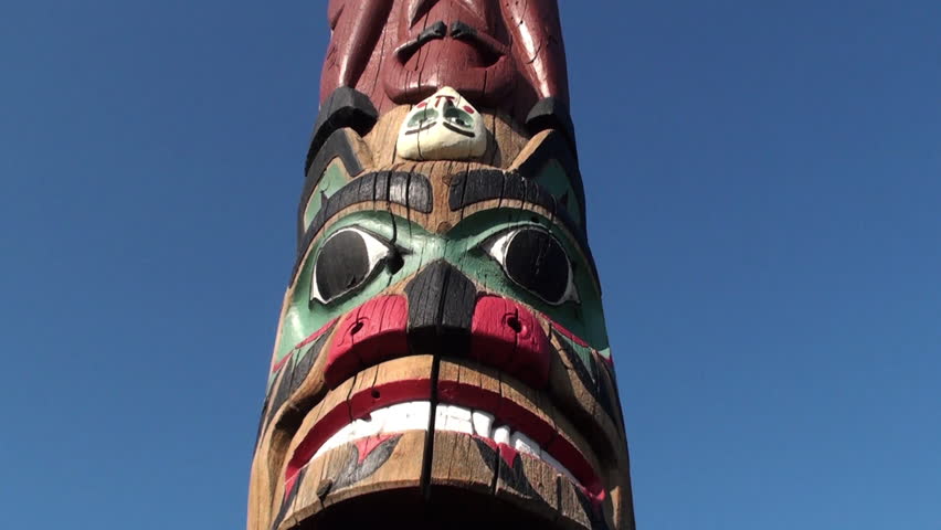 Painted totem pole