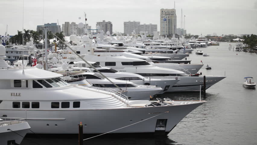 Anchored Yachts at a Florida Marina