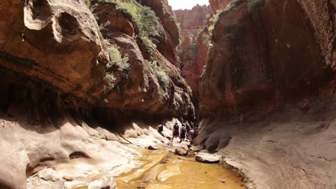 Approaching a group of hikers in the Zion National Park