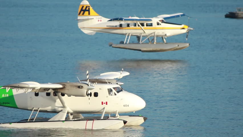 VANCOUVER, BC, CANADA - CIRCA 2011; Waterplane landing on a lake
