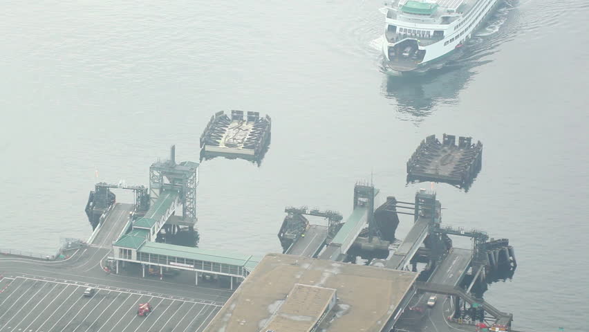Ferry moving in dock.