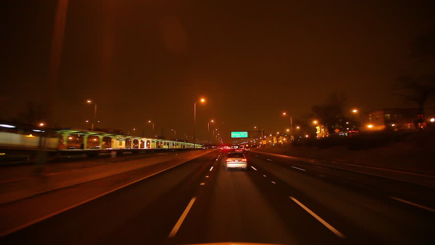 Car merging onto freeway