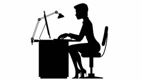 Video clip with woman typing on computer