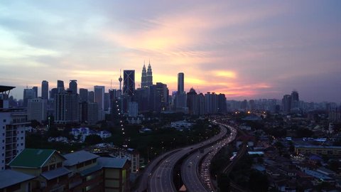 Kuala Lumpur, Malaysia. Sunset view of metropolitan cities. 
