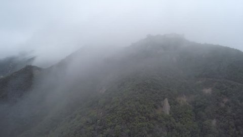 Santa Monica Mountains, Aerial, early morning mist and haze