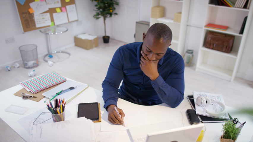 4K Frustrated businessman at work, screwing up paper & throwing it away. Shot on RED Epic. | Shutterstock HD Video #20206774
