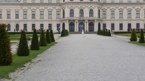 Vienna, Austria-May 01, 2016: 4k footage of Belvedere palace, Vienna, Austria.