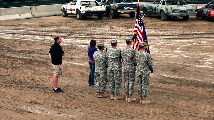 UTAH - CIRCA 2011: Military color guard during the national anthem circa 2011 in