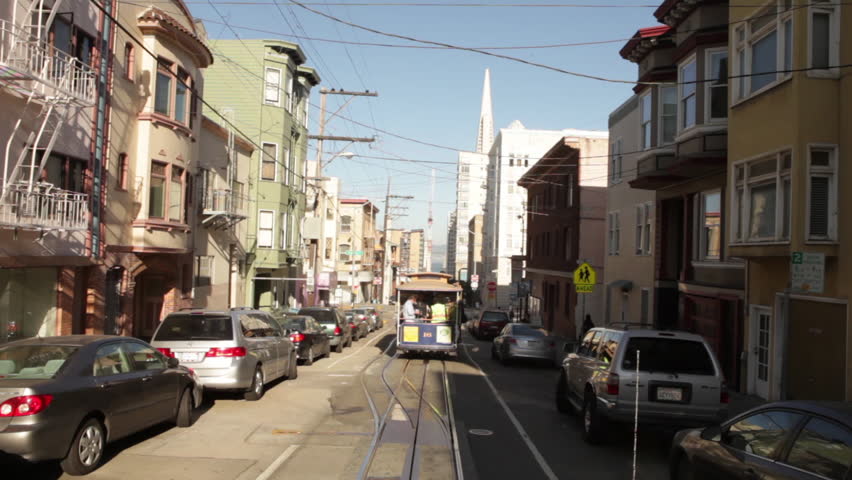 SAN FRANCISCO, CALIFORNIA - CIRCA 2011; Following the Trolley