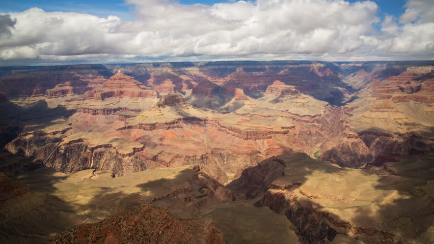 Time lapse with zoom in motion of summer storm clouds passing over Grand Canyon National Park in Arizona
