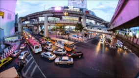 Bangkok city traffic jam time lapse, Out of focus