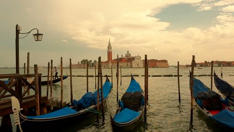 Traditional Gondolas On Canal Grande San Stock Footage Video (100%