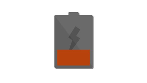 Battery charging up to full, motion graphic animation white background keyable