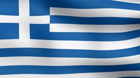 Flag of Greece, fluttering in the wind. 3D rendering. Looping video. 