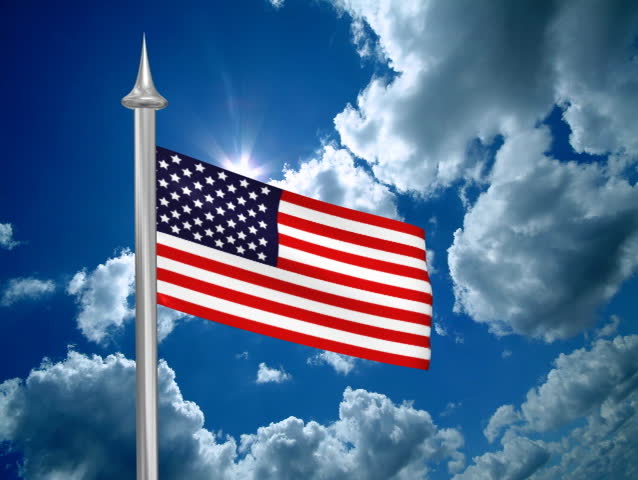 US flag with clouds on the background,LOOP