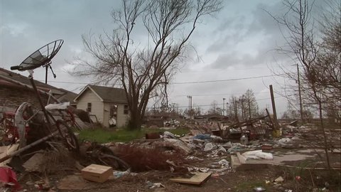 Destroyed homes in New Orleans from hurricane Katrina