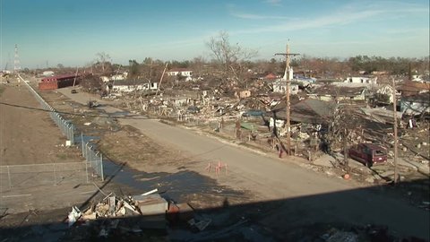 Destroyed Levy and Neighborhood in New Orleans from Hurricane Katrina