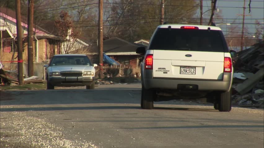 Destroyed homes in New Orleans from hurricane Katrina