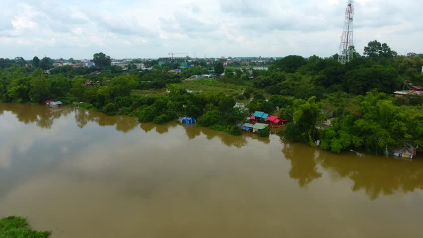 aerial view of Flood in thailand 