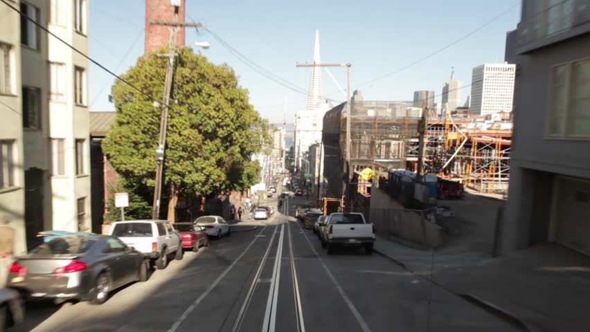 SAN FRANCISCO, CALIFORNIA - CIRCA 2011; Driving Past Construction Downtown
