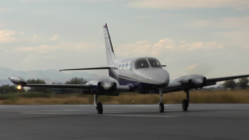 UTAH, USA - CIRCA 2011; Small Airplane Taxiing The Runway
