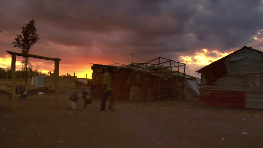 Kenya - Circa 2006: View of a village at sunset circa 2006 in Kenya.