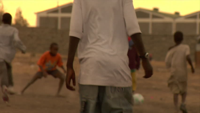 KENYA - CIRCA 2006: Unidentified little boys play soccer circa 2006 in Kenya.