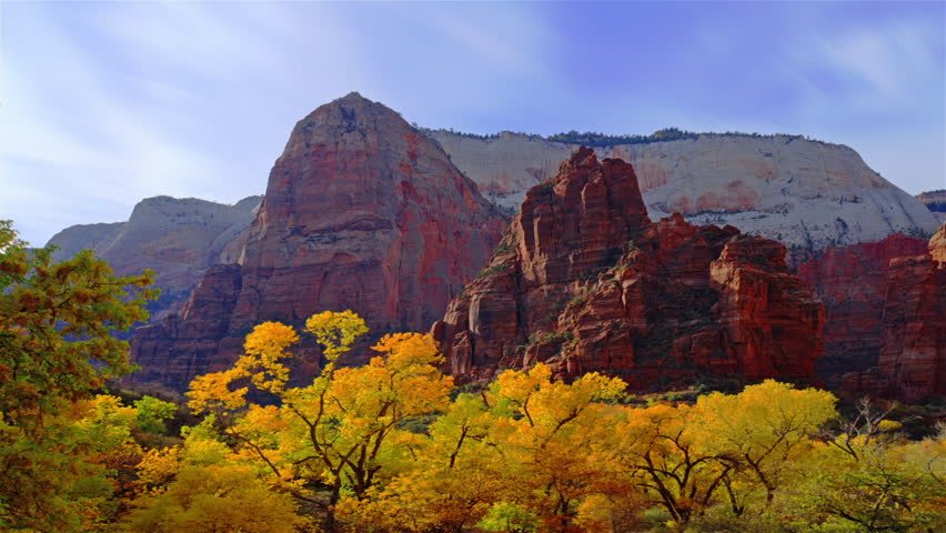 Zion National Park time-lapse afternoon to twilight.