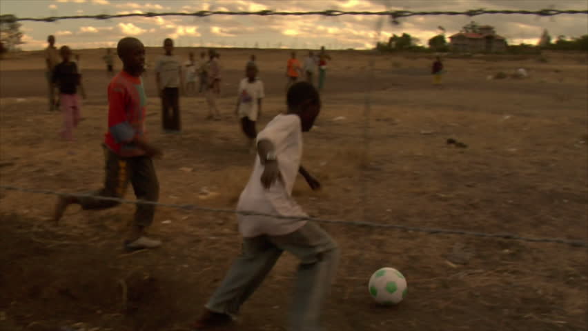 KENYA - CIRCA 2006: Unidentified kids play soccer circa 2006 in Kenya.