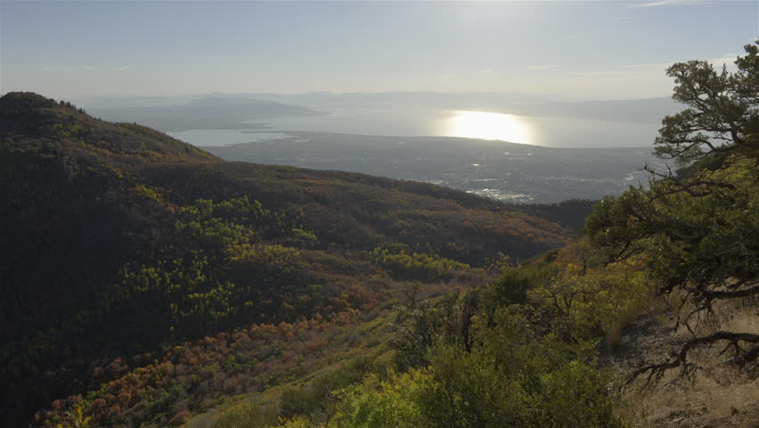 Sunset from mountains of Utah Valley time-lapse.