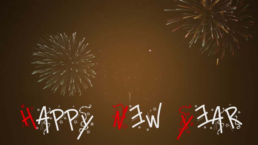 Happy new year written with Sparkle firework