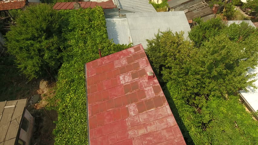 Aerial view of an old house