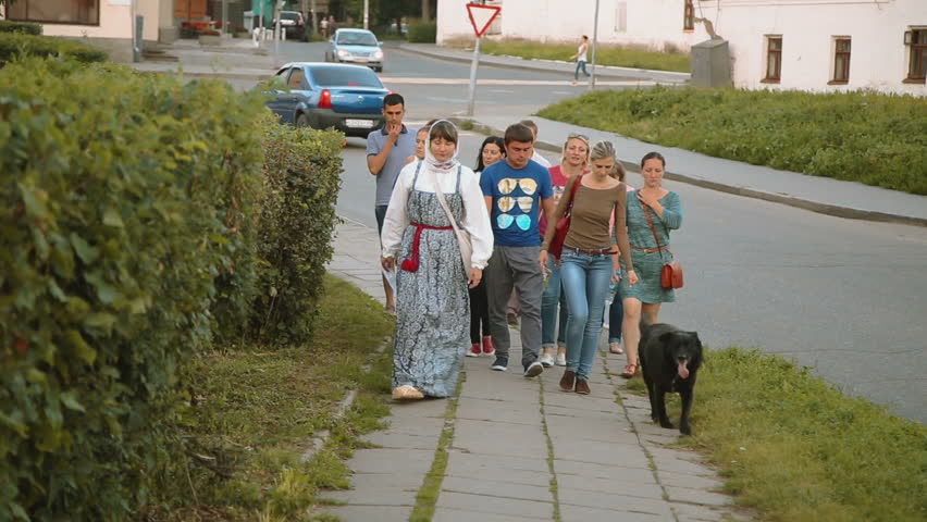 tourist walk through the city