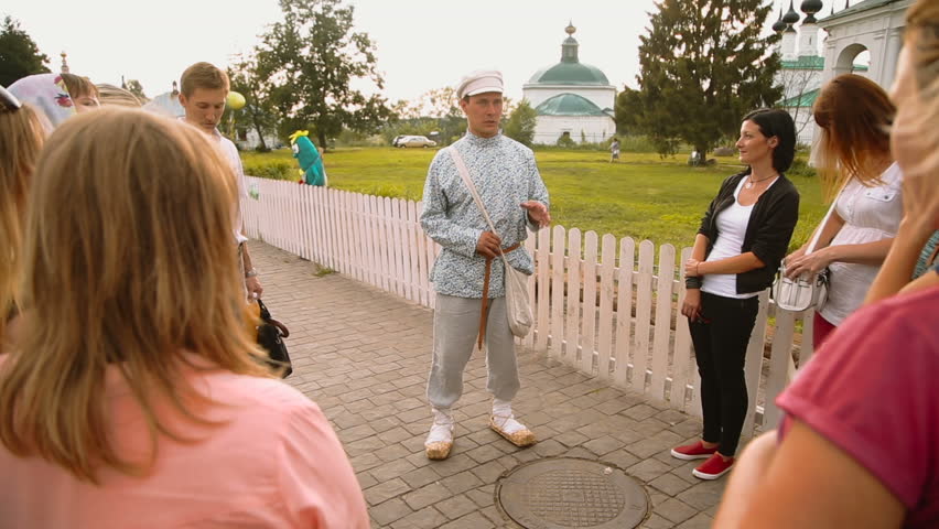 group of tourists with a guide