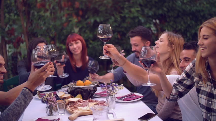 Group of friends enjoying together at a dinner party
 | Shutterstock HD Video #20268964