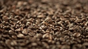 Conceptual clip of coffee beans, slow motion