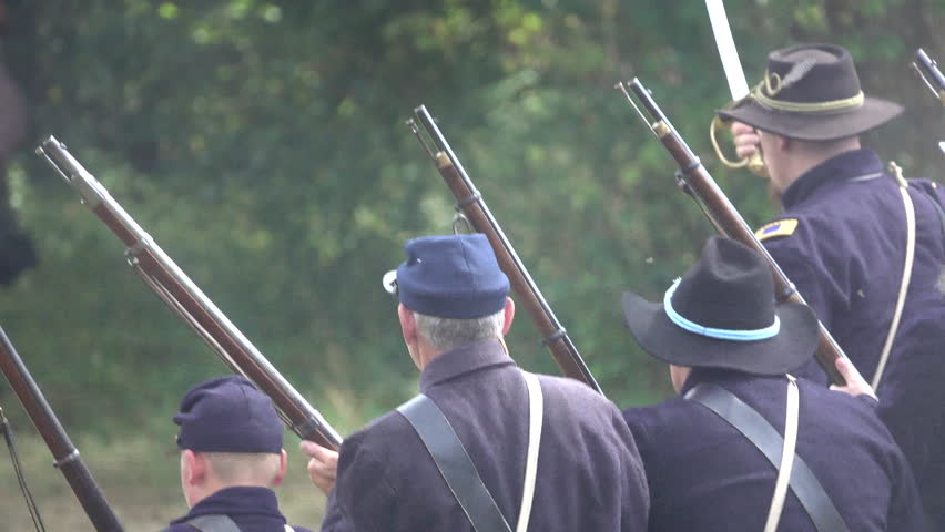 View of Civil War soldiers capturing confederate flag