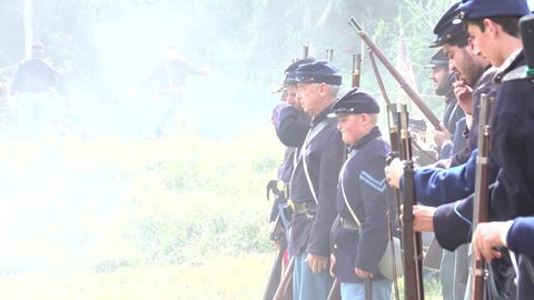 View of Civil War soldiers on the front lines